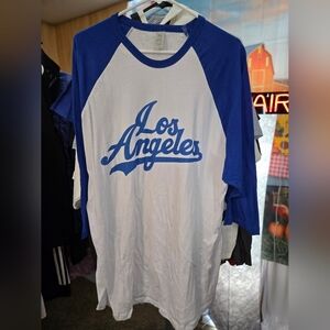 Blue and White Los Angeles Raglan T-Shirt